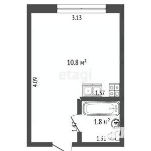 Студия квартира, вторичка, 13м2, 12/12 этаж