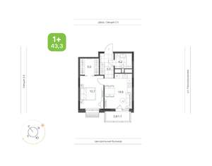 1-к квартира, вторичка, 43м2, 5/21 этаж