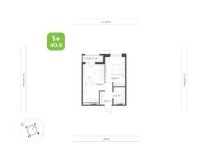 1-к квартира, вторичка, 41м2, 6/9 этаж