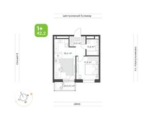 1-к квартира, вторичка, 42м2, 19/24 этаж