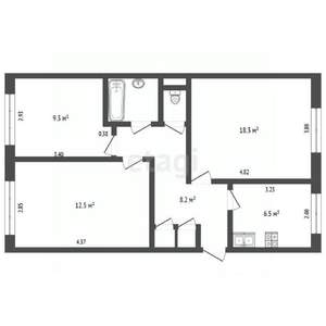 3-к квартира, вторичка, 58м2, 3/5 этаж