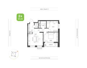 2-к квартира, вторичка, 62м2, 10/21 этаж