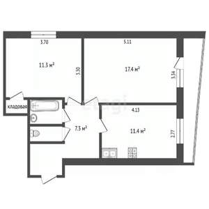 2-к квартира, вторичка, 51м2, 7/16 этаж
