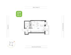 1-к квартира, вторичка, 33м2, 5/21 этаж