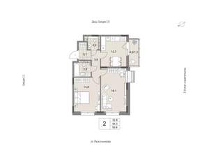 2-к квартира, вторичка, 60м2, 14/14 этаж