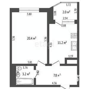 1-к квартира, вторичка, 43м2, 7/10 этаж