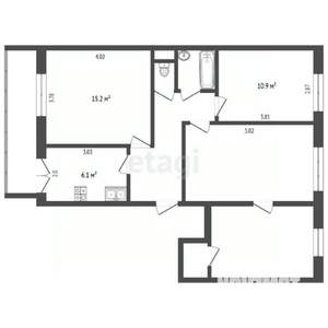 3-к квартира, вторичка, 71м2, 1/5 этаж