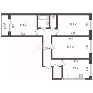 3-к квартира, вторичка, 66м2, 4/9 этаж