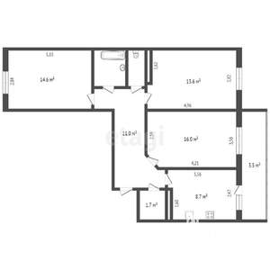 3-к квартира, вторичка, 70м2, 8/10 этаж