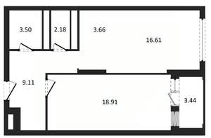 2-к квартира, строящийся дом, 57м2, 16/22 этаж