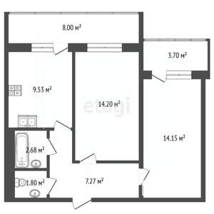 2-к квартира, сданный дом, 55м2, 19/19 этаж