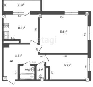 2-к квартира, вторичка, 60м2, 5/17 этаж