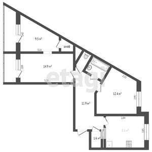 3-к квартира, вторичка, 63м2, 5/9 этаж