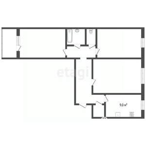 3-к квартира, вторичка, 65м2, 2/9 этаж