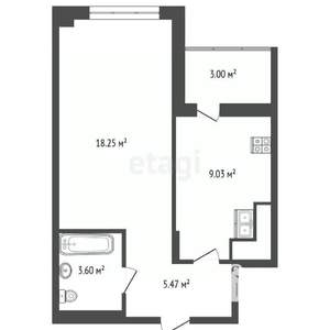 1-к квартира, вторичка, 39м2, 5/7 этаж