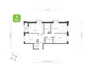 3-к квартира, вторичка, 77м2, 13/16 этаж