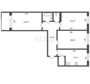 3-к квартира, вторичка, 64м2, 1/10 этаж