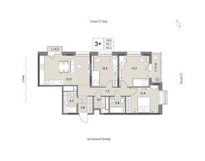 3-к квартира, вторичка, 85м2, 6/24 этаж