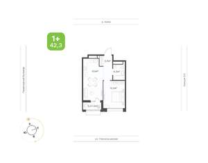 1-к квартира, вторичка, 44м2, 21/24 этаж