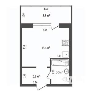 Студия квартира, вторичка, 24м2, 11/18 этаж