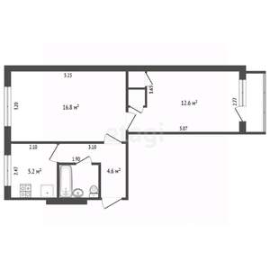2-к квартира, вторичка, 43м2, 2/5 этаж