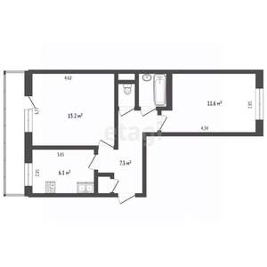 2-к квартира, вторичка, 43м2, 4/5 этаж