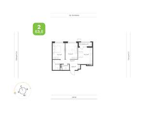 2-к квартира, вторичка, 54м2, 9/10 этаж