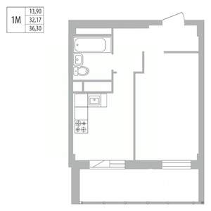 1-к квартира, вторичка, 36м2, 20/25 этаж