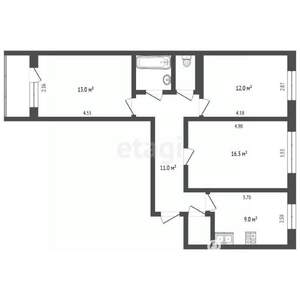 3-к квартира, вторичка, 66м2, 9/9 этаж