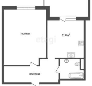 1-к квартира, вторичка, 56м2, 7/25 этаж