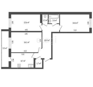 3-к квартира, вторичка, 66м2, 1/9 этаж