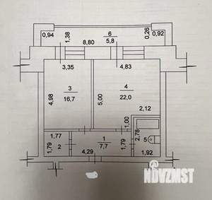 2-к квартира, вторичка, 55м2, -2/9 этаж