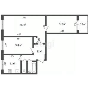 3-к квартира, вторичка, 58м2, 4/9 этаж