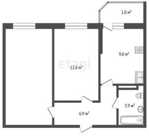 2-к квартира, вторичка, 52м2, 9/9 этаж