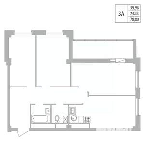 3-к квартира, вторичка, 79м2, 2/25 этаж