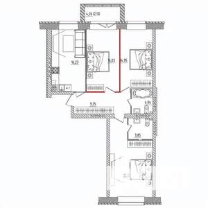3-к квартира, строящийся дом, 89м2, 4/5 этаж