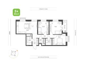 3-к квартира, вторичка, 85м2, 17/24 этаж