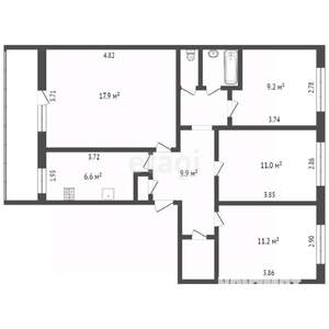 4-к квартира, вторичка, 72м2, 5/5 этаж