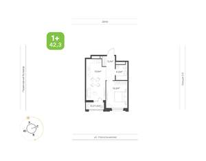 1-к квартира, вторичка, 42м2, 6/24 этаж