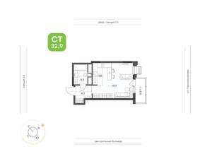 1-к квартира, вторичка, 33м2, 9/21 этаж