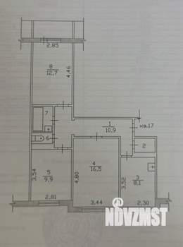 3-к квартира, вторичка, 63м2, 5/9 этаж