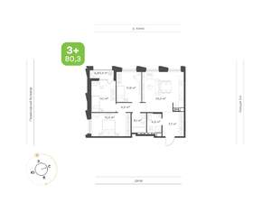 3-к квартира, вторичка, 80м2, 3/16 этаж