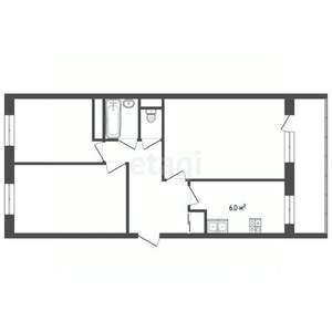 3-к квартира, вторичка, 58м2, 2/5 этаж