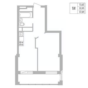 1-к квартира, вторичка, 38м2, 7/25 этаж
