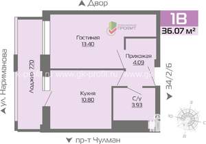 1-к квартира, строящийся дом, 36м2, 19/19 этаж