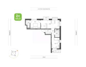 2-к квартира, вторичка, 63м2, 3/9 этаж
