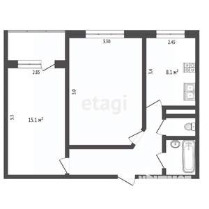 2-к квартира, вторичка, 51м2, 9/9 этаж