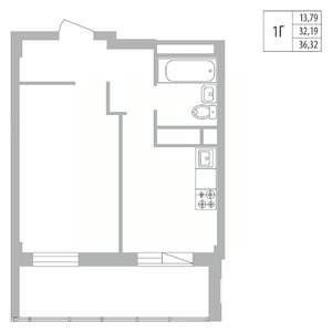 1-к квартира, вторичка, 36м2, 3/25 этаж