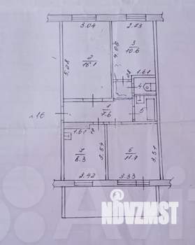 3-к квартира, вторичка, 59м2, 1/5 этаж