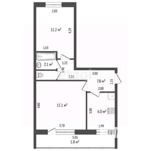2-к квартира, вторичка, 44м2, 5/5 этаж